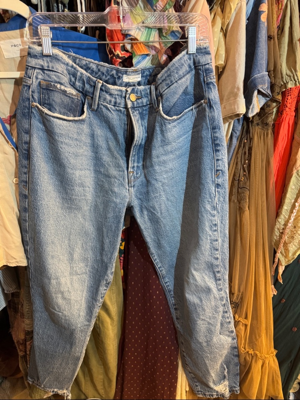 Good American Light Blue Denim Jeans with Colorful Lining